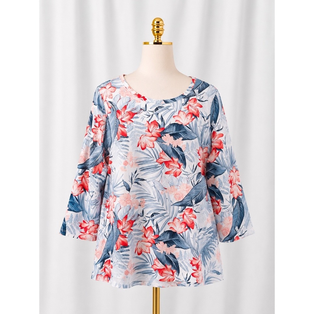 Tommy Bahama IslandZone Sun Shirt Top XL Tropical 3/4 Sleeve‎ Nylon Performance